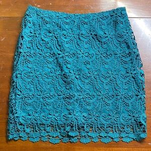 Umgee Dark Teal Floral Lace Mini Skirt
